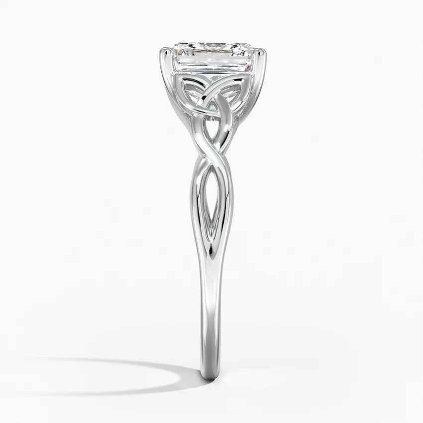 1.50 Ct Asscher Cut Twisted Moissanite Ring White Gold