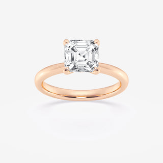 1 Carat Asscher Cut Moissanite Engagement Ring in Rose Gold