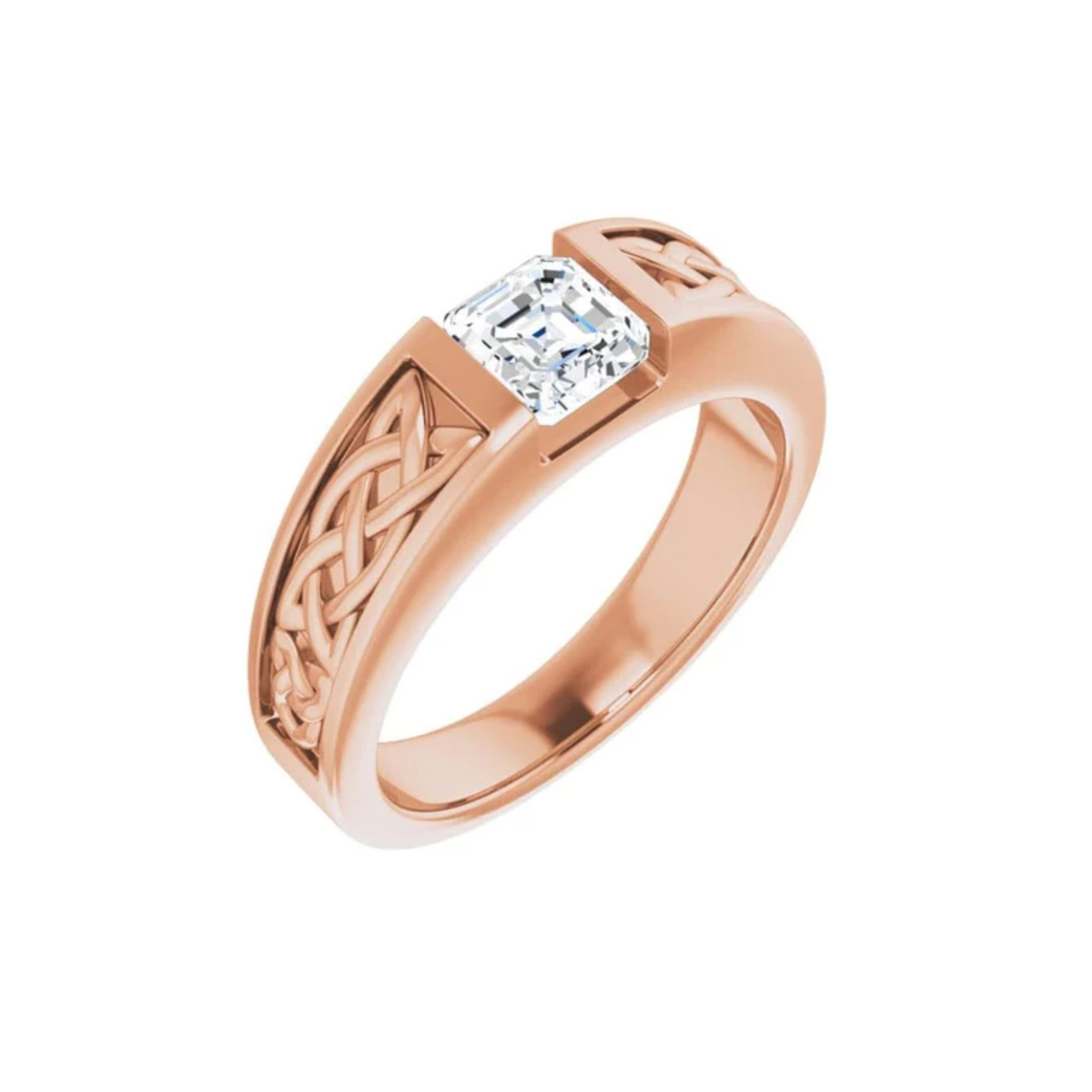 1 carat asscher cut tension set moissanite ring for men