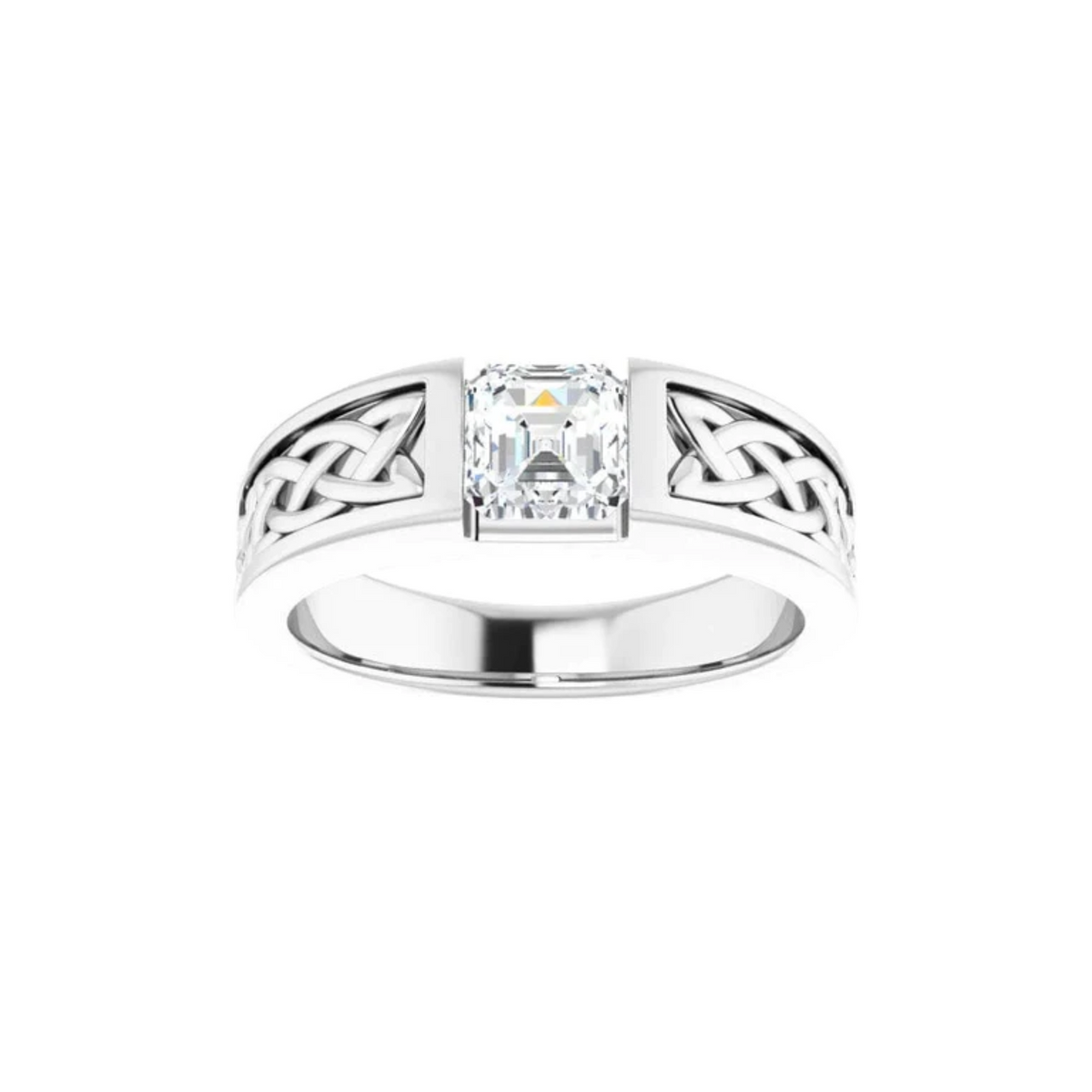1 carat asscher cut tension set moissanite ring for men
