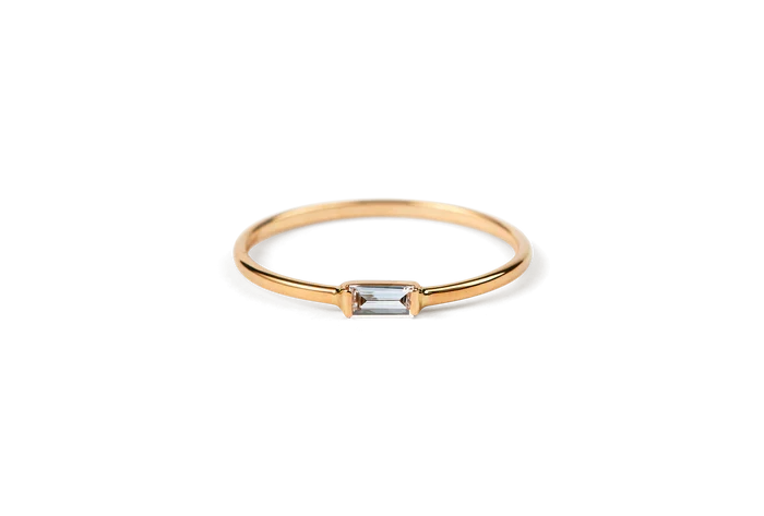 1 Carat Baguette Cut Solitaire Moissanite Ring in White Gold