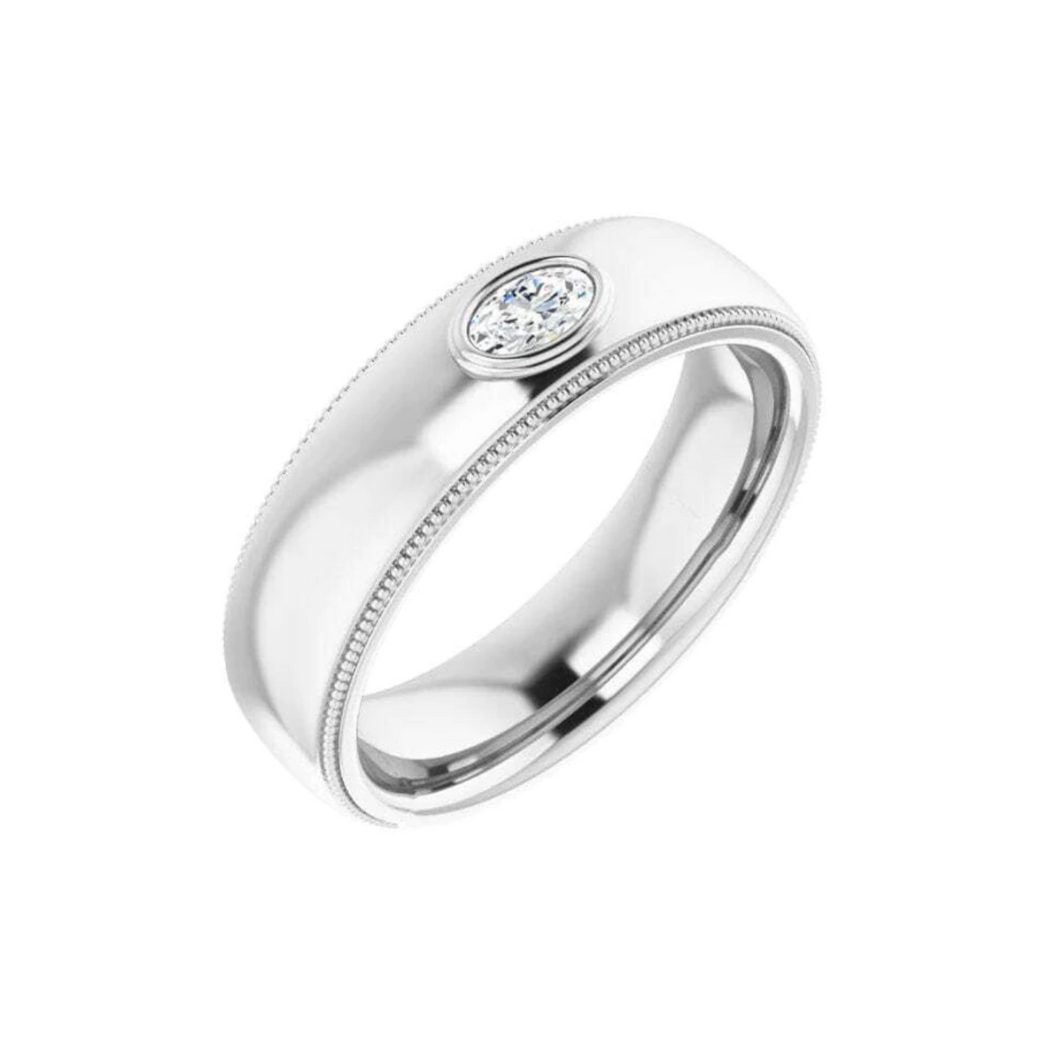 1 carat oval cut solitaire moissanite wedding band for unisex