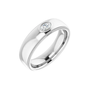 1 Carat Oval Cut Solitaire Moissanite Wedding Band For Unisex