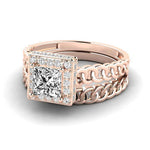 Load image into Gallery viewer, 1.50 Ct Princess Cut Hidden Halo Moissanite Bridal Set Ring in Yellow Gold
