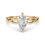 Load image into Gallery viewer, 1 Carat Marquise Cut Criss Cross Moissanite Ring in Yellow Gold
