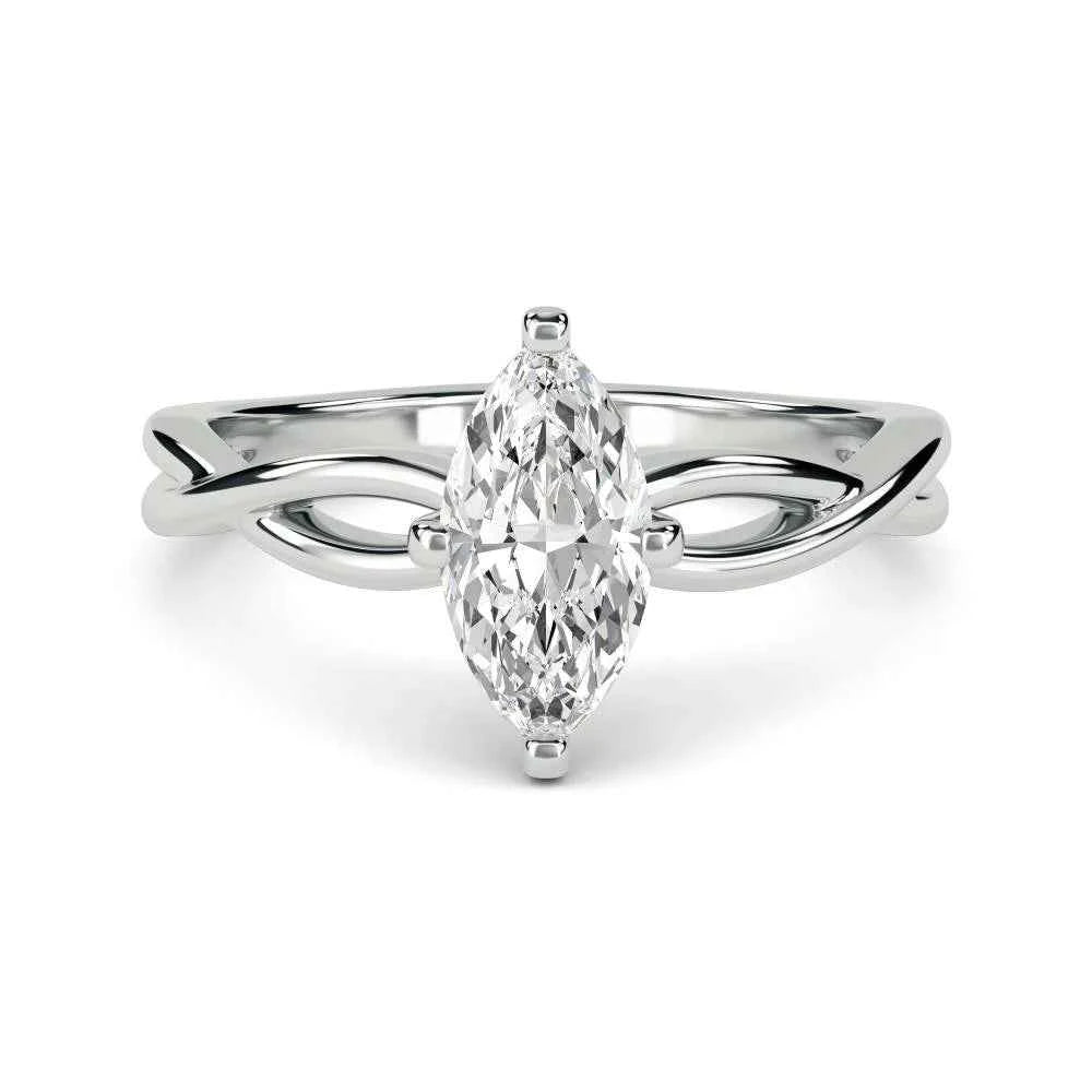 1 Carat Marquise Cut Criss Cross Moissanite Ring in Yellow Gold