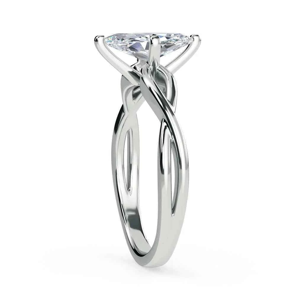 1 Carat Marquise Cut Criss Cross Moissanite Ring in Yellow Gold