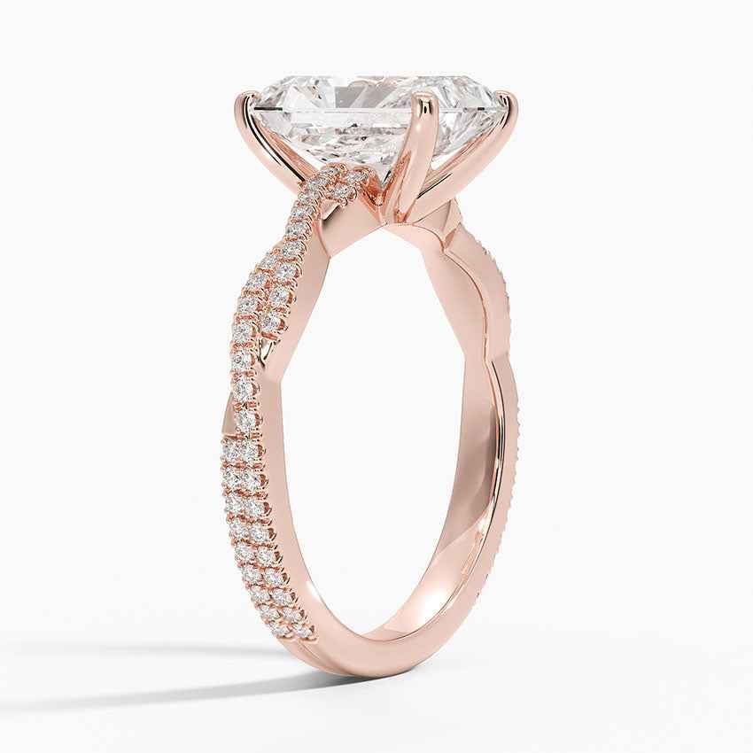 2 Carat Radiant Cut Criss Cross Moissanite Ring in White Gold