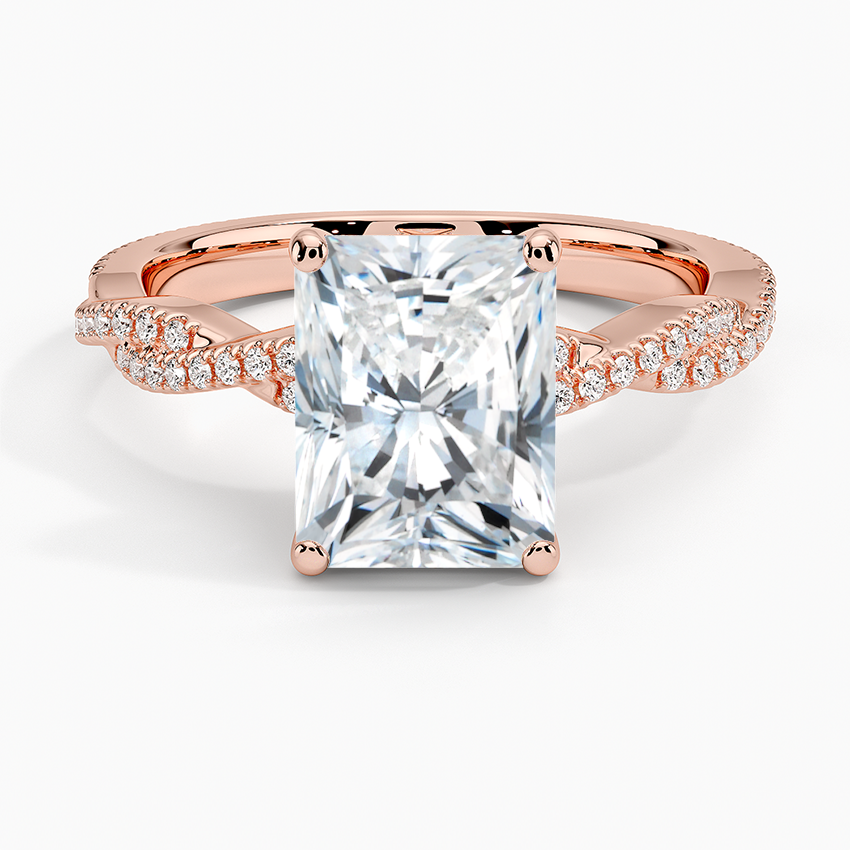 2 Carat Radiant Cut Criss Cross Moissanite Ring in White Gold