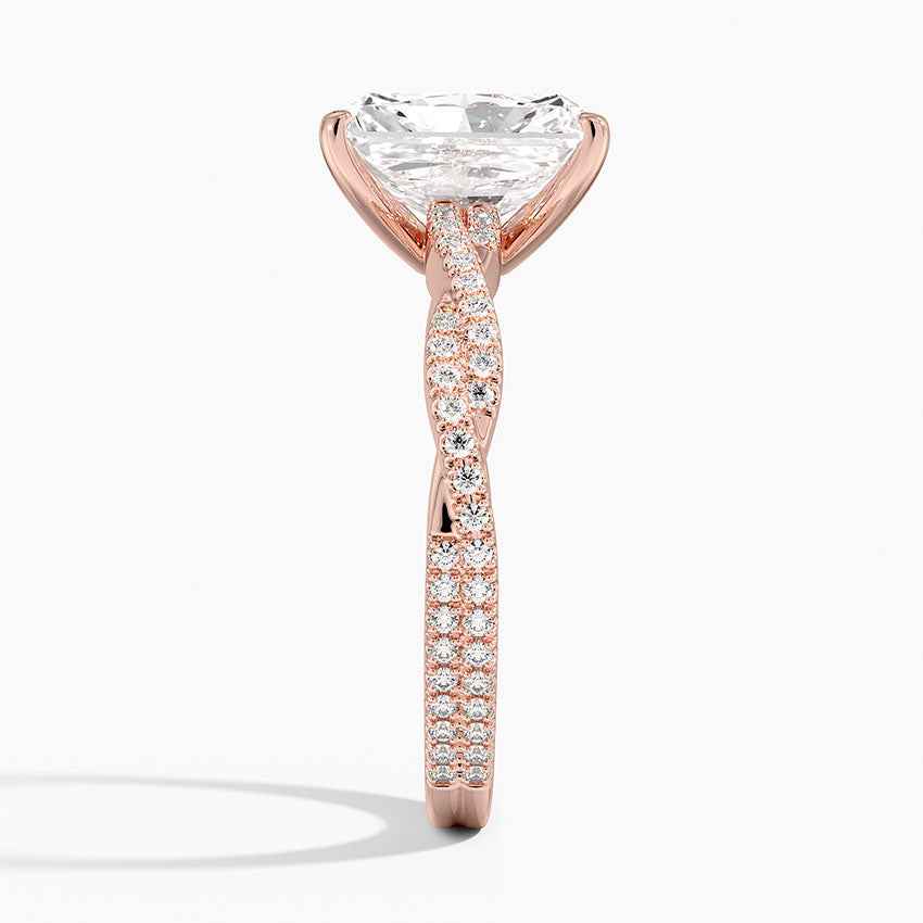2 Carat Radiant Cut Criss Cross Moissanite Ring in White Gold