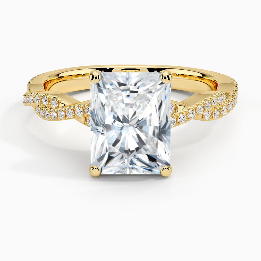 2 Carat Radiant Cut Criss Cross Moissanite Ring in White Gold