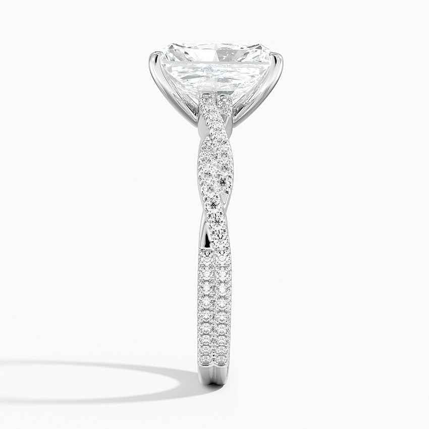 2 Carat Radiant Cut Criss Cross Moissanite Ring in White Gold