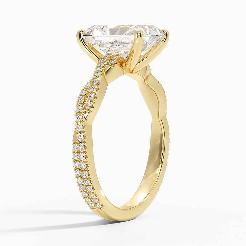 2 Carat Radiant Cut Criss Cross Moissanite Ring in White Gold