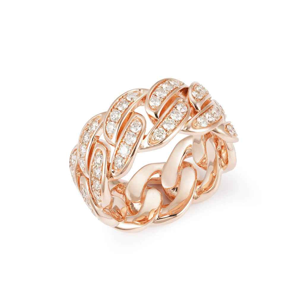 2.50 Carat Round Cut Moissanite Cuban Link Ring
