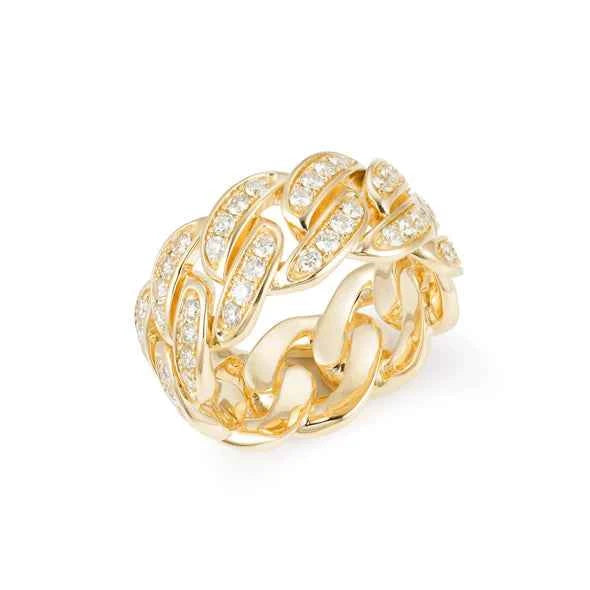 2.50 Carat Round Cut Moissanite Cuban Link Ring