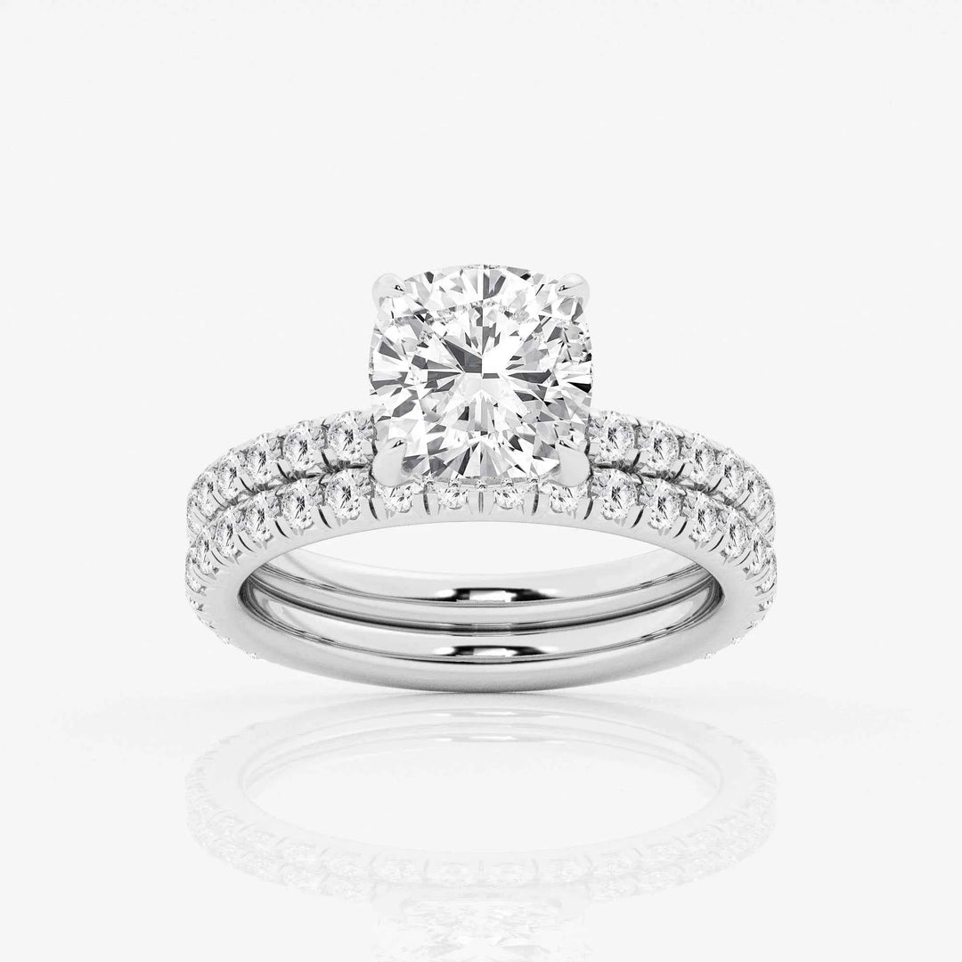 1.20 Carat Cushion Cut Moissanite Bridal Set Ring in Yellow Gold With Accent