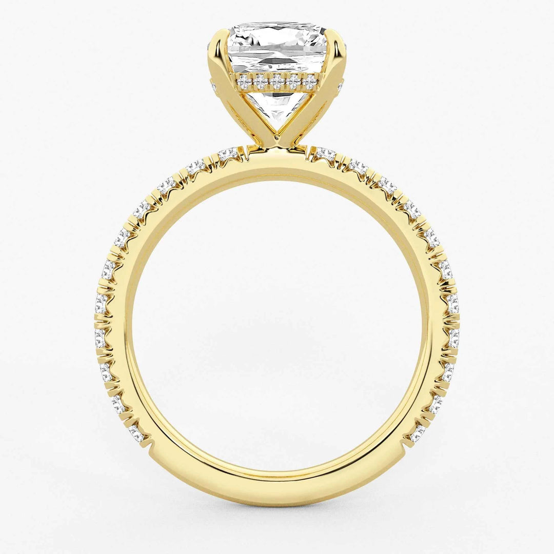 1.20 Carat Cushion Cut Moissanite Bridal Set Ring in Yellow Gold With Accent