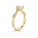 Load image into Gallery viewer, 2.20 Ct Cushion Cut Moissanite Twisted Engagement Ring In Yellow Gold
