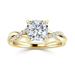 Load image into Gallery viewer, 2.20 Ct Cushion Cut Moissanite Twisted Engagement Ring In Yellow Gold
