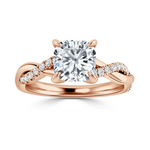 Load image into Gallery viewer, 2.20 Ct Cushion Cut Moissanite Twisted Engagement Ring In Yellow Gold
