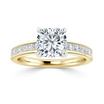 Load image into Gallery viewer, 2.50 Carat Cushion Cut Moissanite Engagement Ring in Yellow Gold
