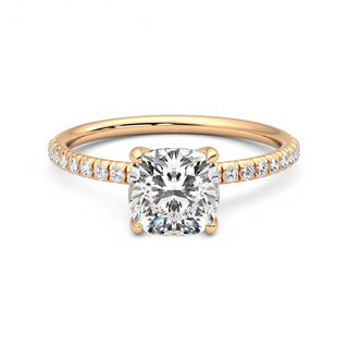 1.2ct Cushion Moissanite Solitaire Ring with Accent in Yellow Gold