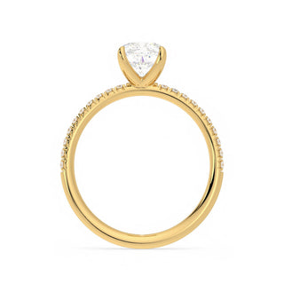 1.2ct Cushion Moissanite Solitaire Ring with Accent in Yellow Gold