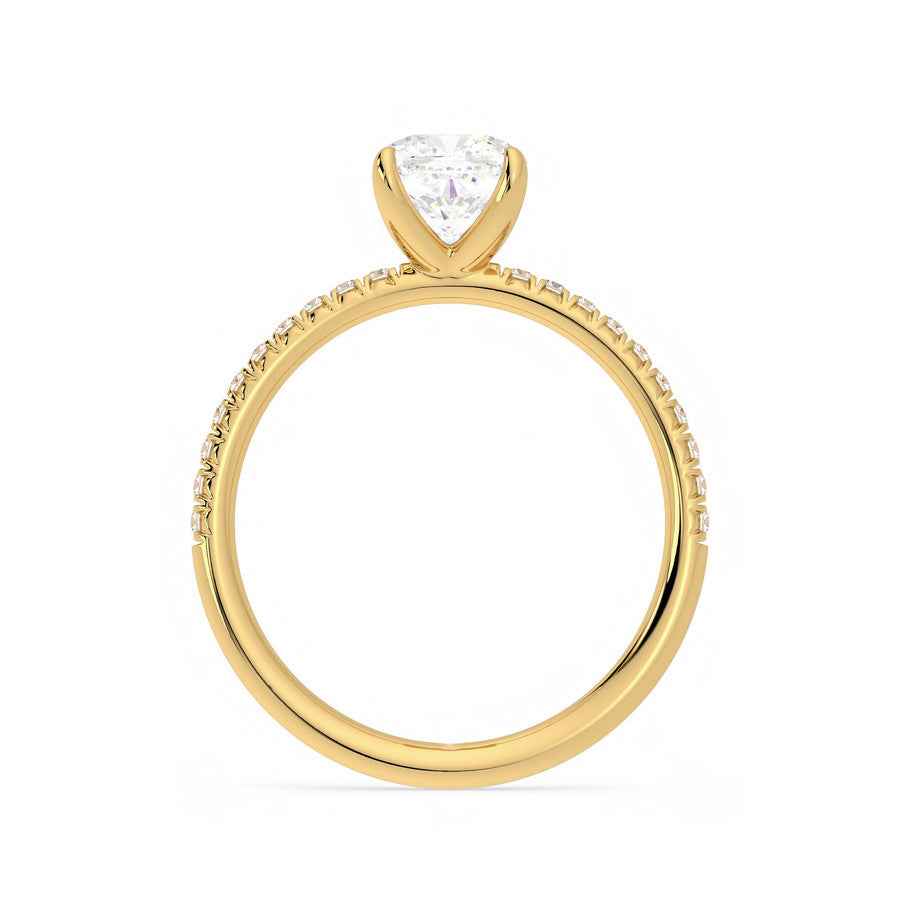 1.20 Carat Cushion Cut Moissanite Ring With Accent In Yellow Gold