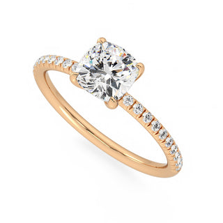 1.20 Carat Cushion Cut Moissanite Ring With Accent In Yellow Gold
