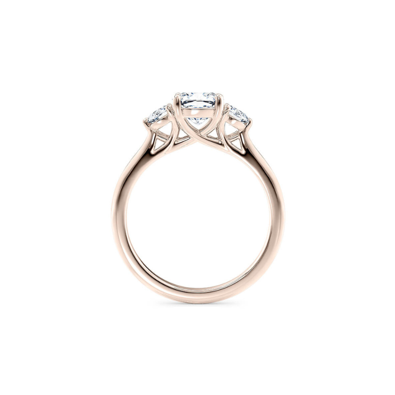 2 Carat Cushion And Round Cut Three Stone Moissanite Ring in White Gold