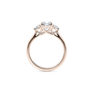 2 Carat Cushion And Round Cut Three Stone Moissanite Ring in White Gold