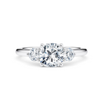 Load image into Gallery viewer, 2 Carat Cushion And Round Cut Three Stone Moissanite Ring in White Gold

