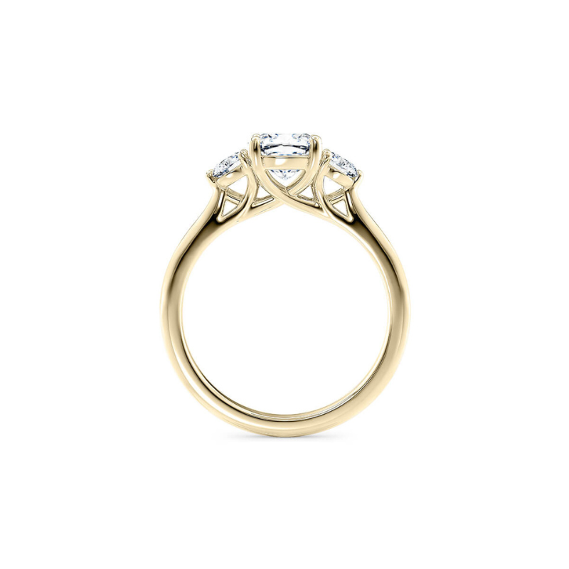 2 Carat Cushion And Round Cut Three Stone Moissanite Ring in White Gold