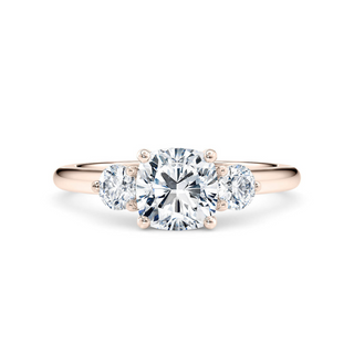 2 Carat Cushion And Round Cut Three Stone Moissanite Ring in White Gold