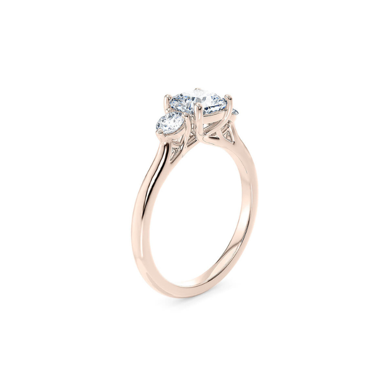 2 Carat Cushion And Round Cut Three Stone Moissanite Ring in White Gold