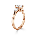 Load image into Gallery viewer, 2.5 Carat Moissanite Cushion Three Stone Ring in Rose Gold
