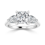 Load image into Gallery viewer, 2.50 Carat Cushion Cut Three Stone Moissanite Ring in White Gold

