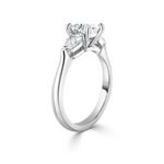 Load image into Gallery viewer, 2.5 Carat Moissanite Cushion Three Stone Ring in White Gold
