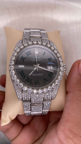 Iced out Moissanite Rolex Watch for Mens