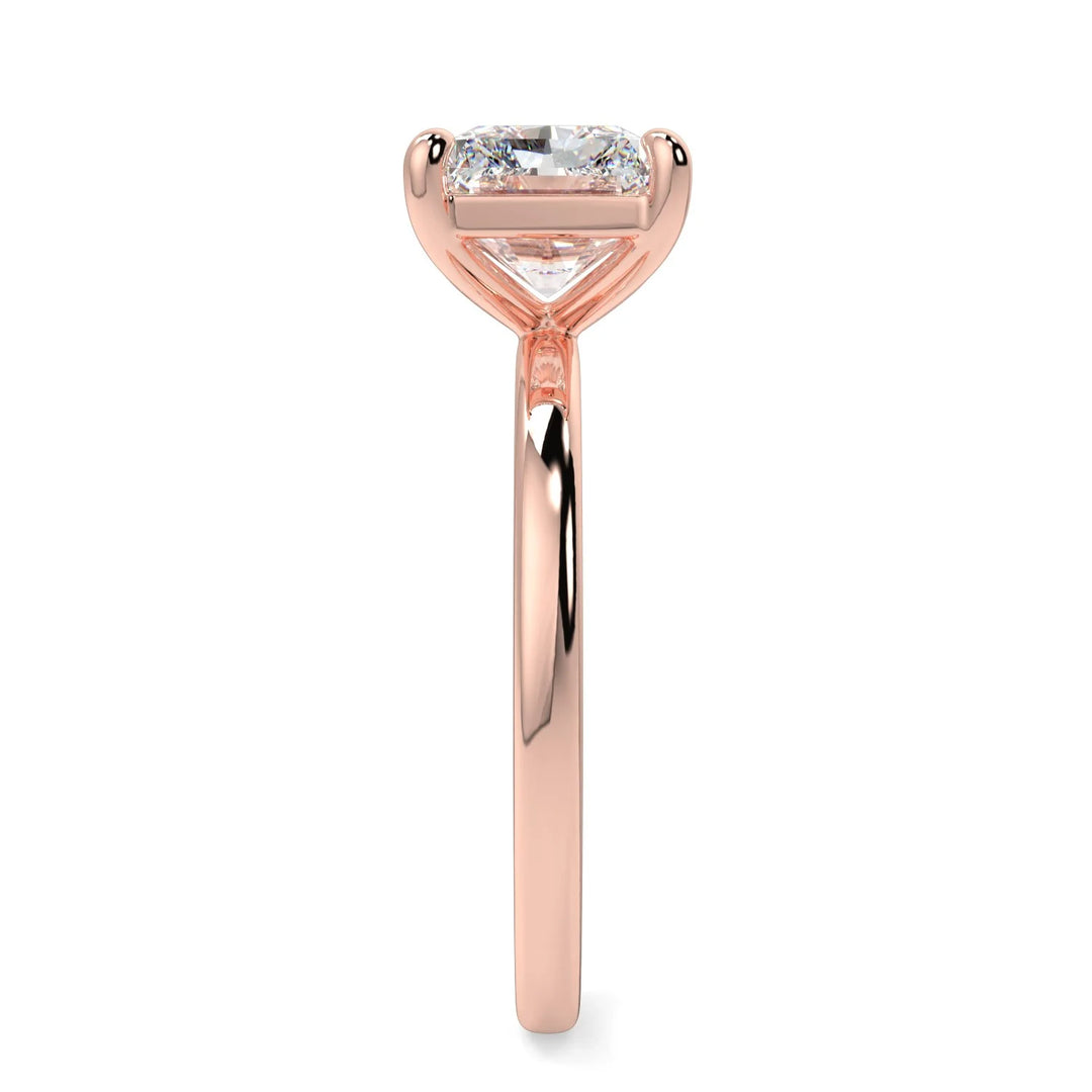 1.50 Ct Radiant Cut East West Solitaire Moissanite Ring in Rose Gold