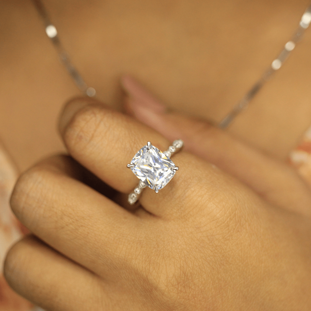 Elongated Cushion Moissanite Ring