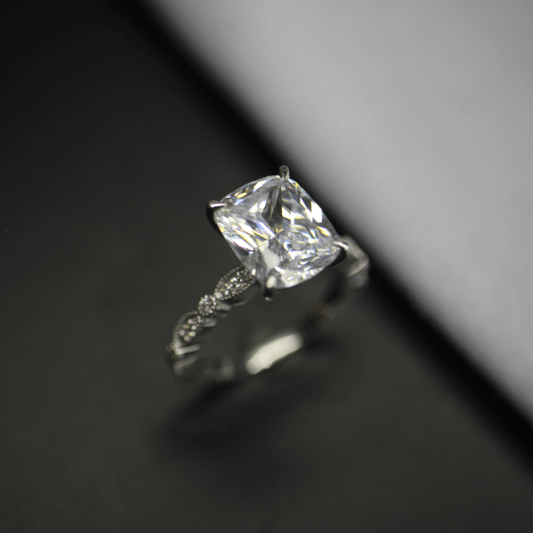 Elongated Cushion Moissanite Ring