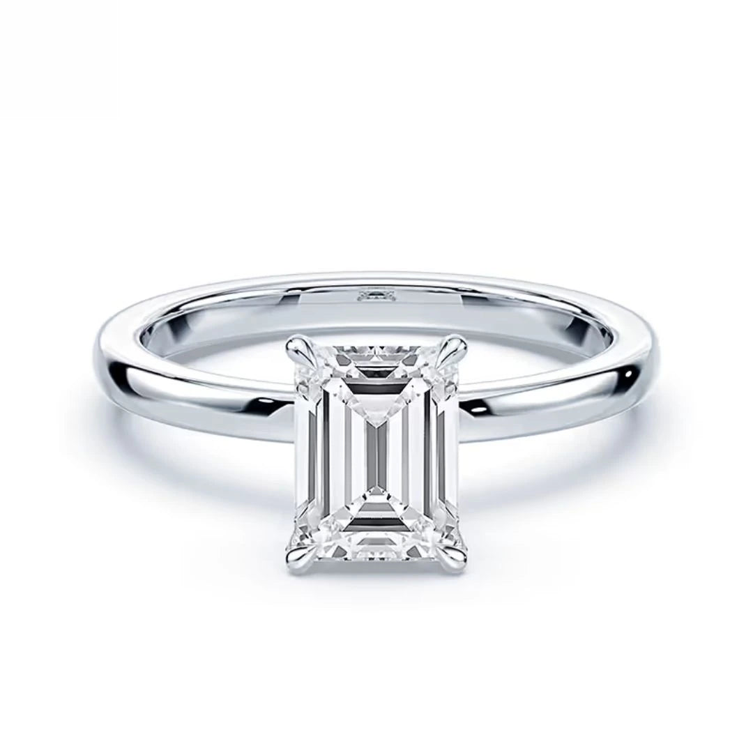 1 ct emerald cut moissanite solitaire ring