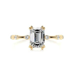 Load image into Gallery viewer, 1.50 Carat Emerald Cut Double Prong Solitaire Moissanite Ring in Yellow Gold
