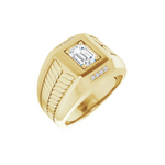 Load image into Gallery viewer, 1 Carat Emerald Cut Bezel Set Moissanite Ring for Men
