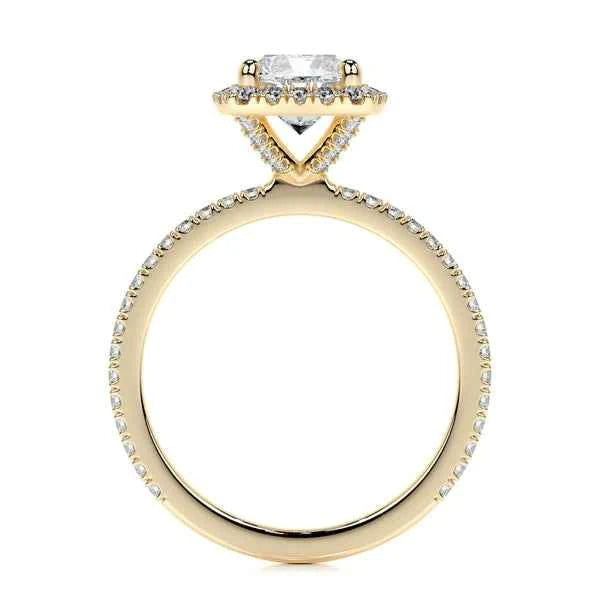 1.10 Carat Cushion Cut Moissanite Halo Engagement Ring in Rose Gold