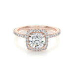Load image into Gallery viewer, 1.10 Carat Cushion Cut Moissanite Halo Engagement Ring in Rose Gold
