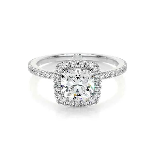 1.10 Carat Cushion Cut Moissanite Halo Engagement Ring in Rose Gold