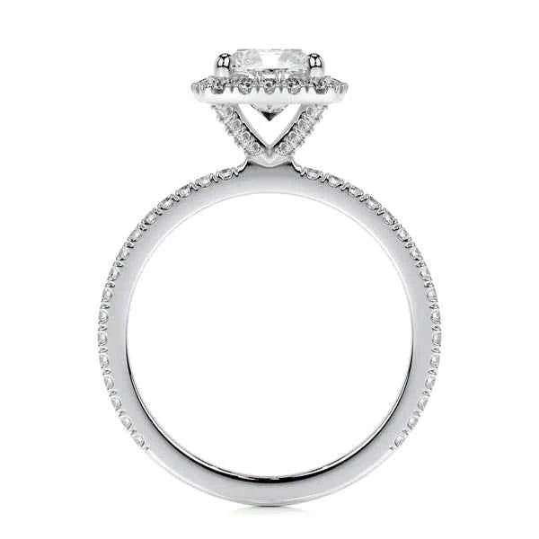 1.10 Carat Cushion Cut Moissanite Halo Engagement Ring in Rose Gold