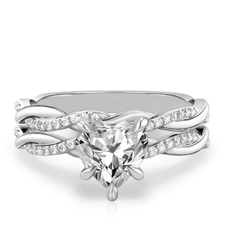 1.3 Carat Heart Shape Bridal Set Ring in White Gold